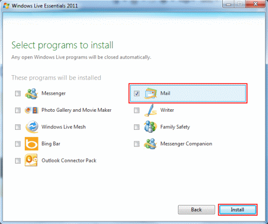 Choose which programs you want to install.